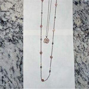 Like New Lia Sophia Double Rose Gold and Silver Convertible Necklace.